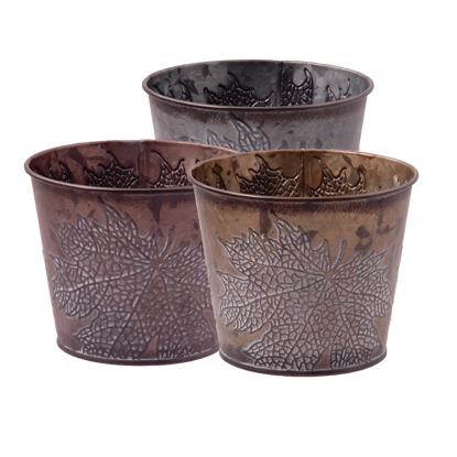 Picture of 3 Asst Leaf Embossed Pot Cover 4"