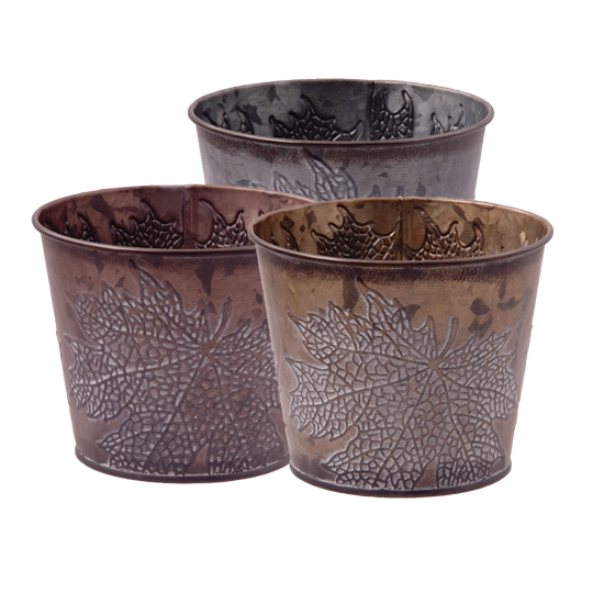 Picture of 3 Asst Leaf Embossed Pot Cover 4"