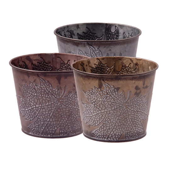 Picture of Leaf Embossed Pot Cover Assortment 4.75"
