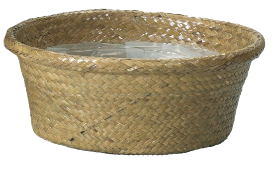 Picture of 12" Palm Leaf Rolled Rim Dish Garden-Natural