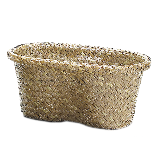 Picture of 6" Lined Palm Leaf Double Bloomer Basket-Natural