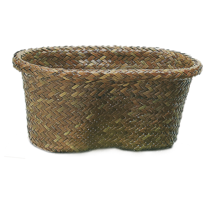 Picture of 6" Lined Palm Leaf Double Bloomer Basket-Dark Stain