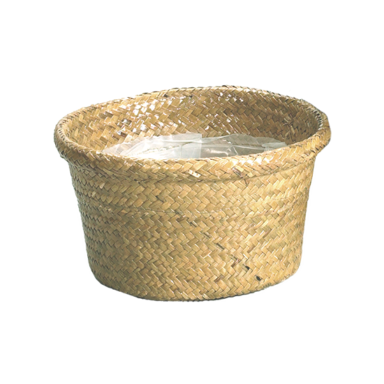 Picture of 8" Palm Leaf Rolled Rim Dish Garden-Natural