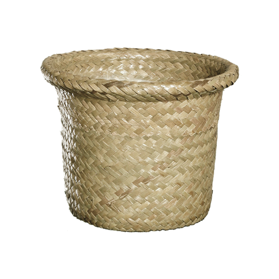 Picture of 6" Lined Palm Leaf Rolled Rim Pot Cover-Natural