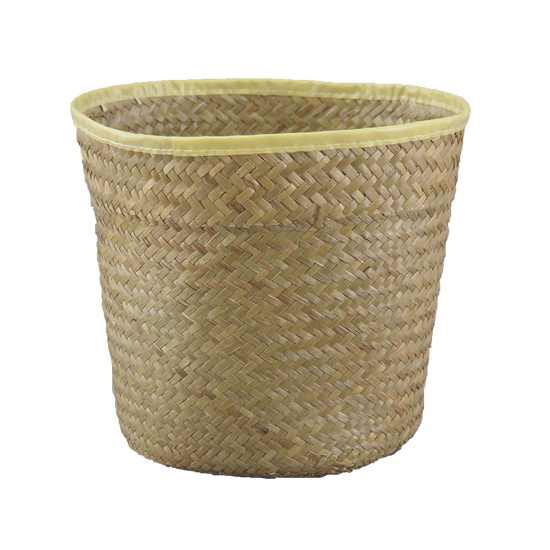 Picture of 8" Lined Palm Leaf Sewn Rim Pot Cover-Natural