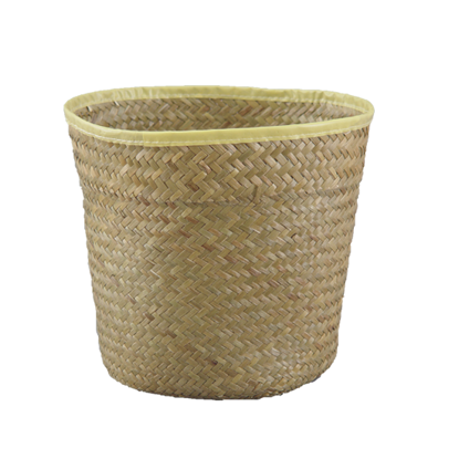 Picture of 10" Lined Palm Leaf Sewn Rim Pot Cover-Natural