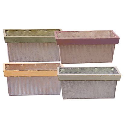Picture of 4 Asst Wood Trim Rectangular Planter 9"
