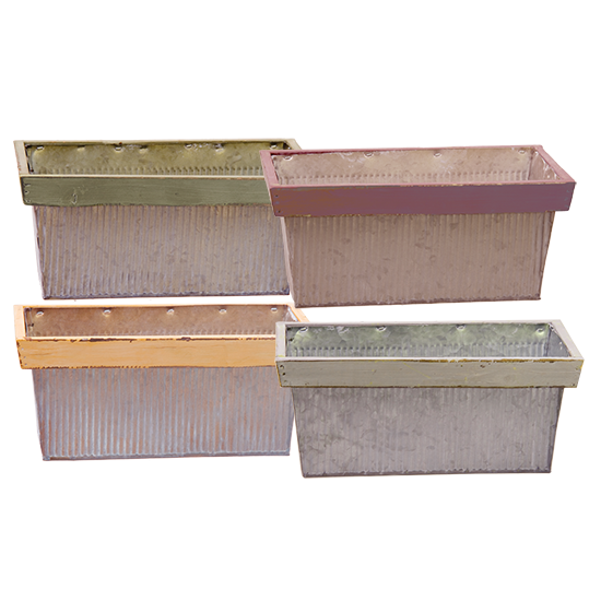 Picture of 4 Asst Wood Trim Rectangular Planter 9"