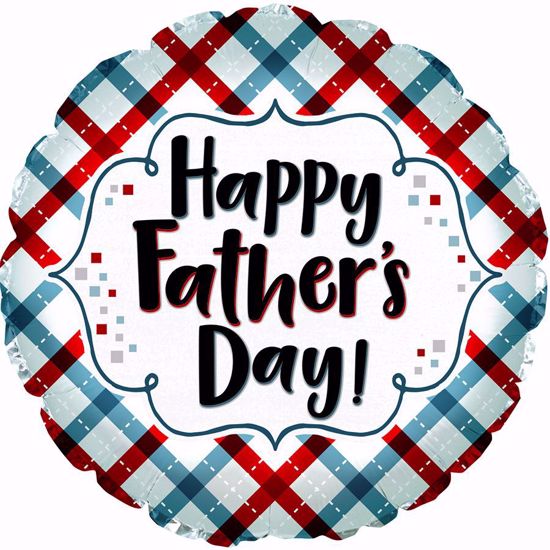 Picture of 17" 2-Sided Foil Balloon: Happy Father's Day Plaid