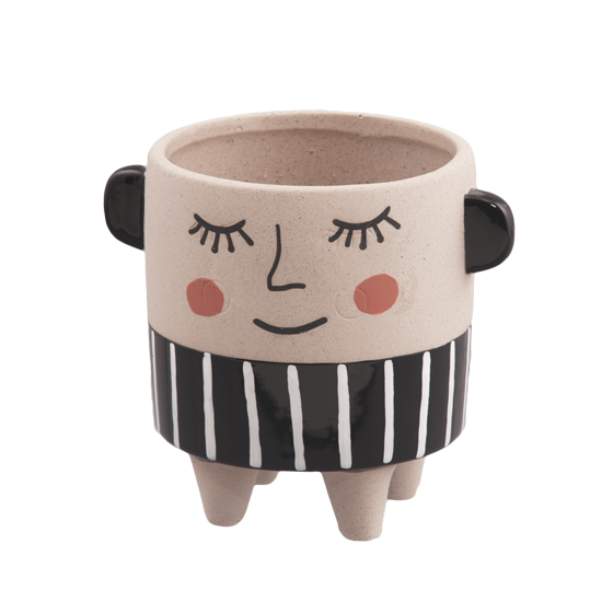 Picture of Blushing Smile Stoneware Footed Pot