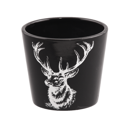Picture of Black dolomite pot with Stag 4.25"