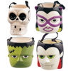 Picture of Halloween Character Pots with Ribbon Handle-4 Assorted, 4.25"
