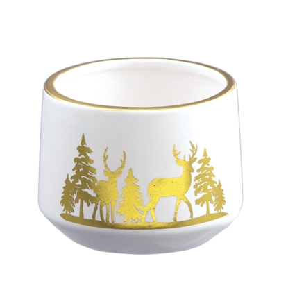 Picture of White with Gold Accent Stag Planter 3.75"
