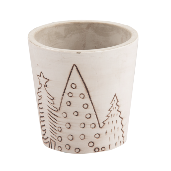 Picture of White Cement Christmas Tree Pot 3.75"