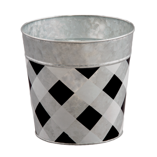 Picture of Black and White Gingham Pot Cover 6"