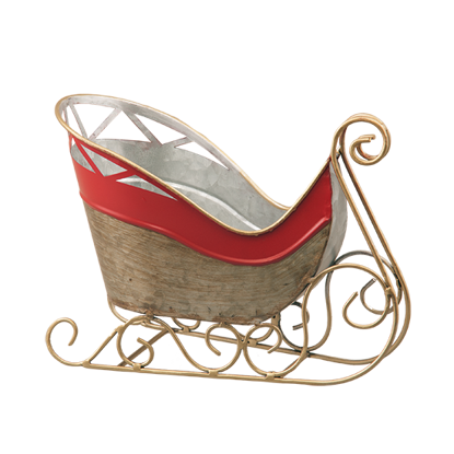 Picture of Gold & Red Sleigh Planter