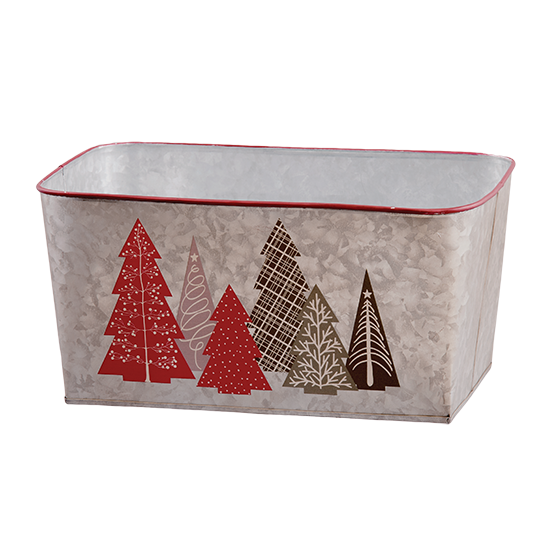 Picture of Patterned Christmas Tree Rectangular Planter 8.5"
