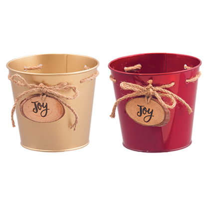 Picture of Red and Gold Pots with Joy Medallion 5.75"