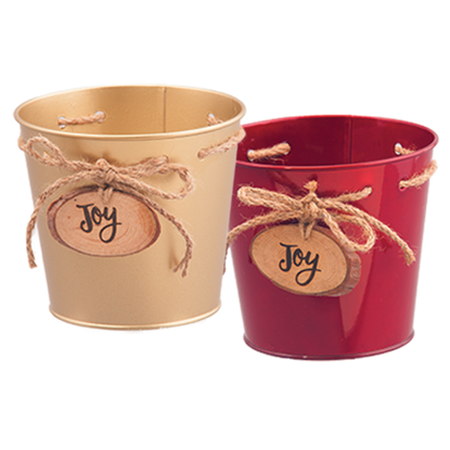 Picture of Red and Gold Pots with Joy Medallion 6.75"