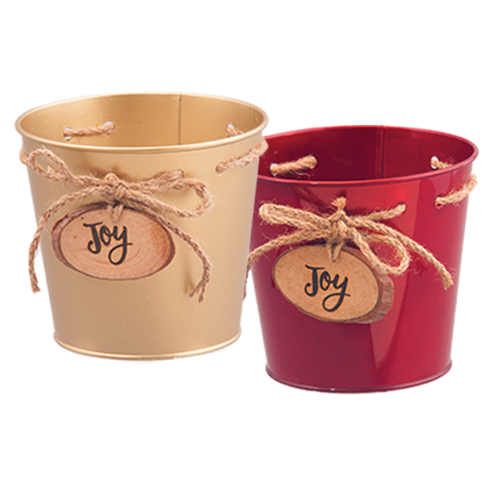 Picture of Red and Gold Pots with Joy Medallion 6"