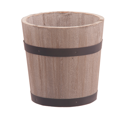 Picture of Gray Wash Wooden Whiskey Barrel Pot Cover 5"