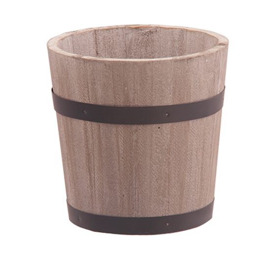 Picture of Gray Wash Wooden Whiskey Barrel Pot Cover 5"