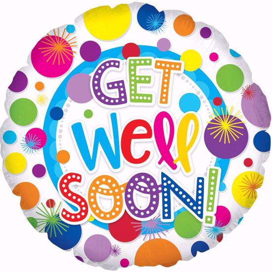 Picture of 17" 2-Sided Foil Balloon: Get Well Soon Dots