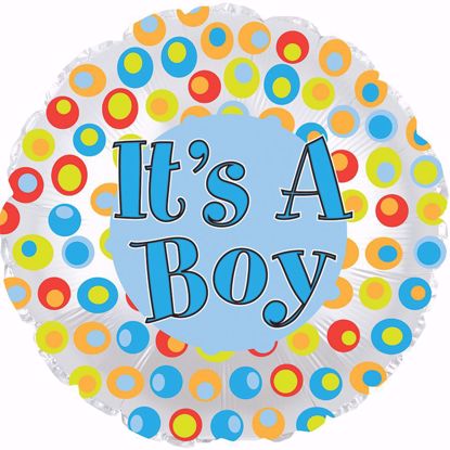 Picture of 17" 2-Sided Foil Balloon: It's a Boy Colorful Dots