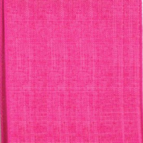 Picture of #9 Linen Canvas Wired Ribbon- Hot Pink