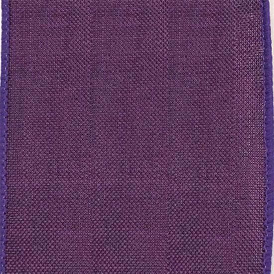 Picture of #9 Linen Canvas Wired Ribbon- Purple