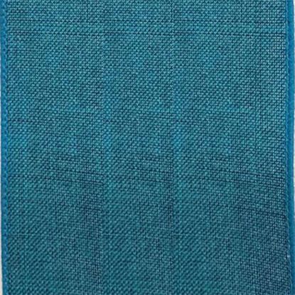 Picture of #9 Linen Canvas Wired Ribbon- Teal