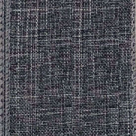 Picture of #9 Linen Canvas Wired Ribbon- Silver-Gray