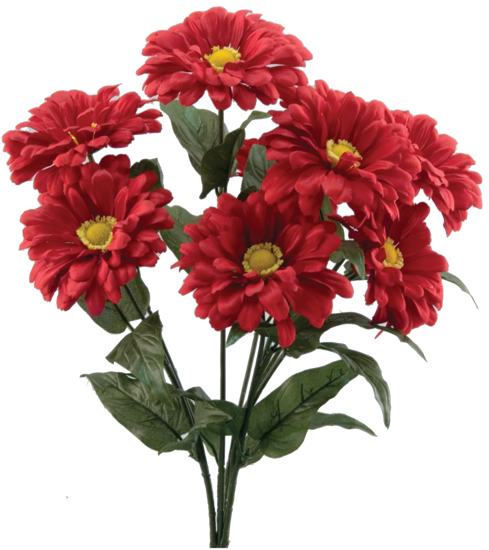 Picture of 19" Red Zinnia Bush with Leaves x 8