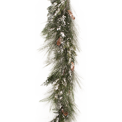 Picture of 6' Plastic Frosted Pine W/Cedar Cones Garland