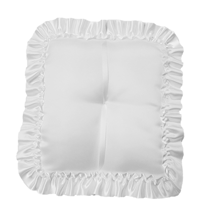 Picture of White Rectangle Ring Pillow W/Ribbon Ruffled Edge