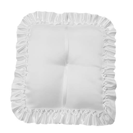 Picture of White Square Pillow with Ruffled Satin Edge