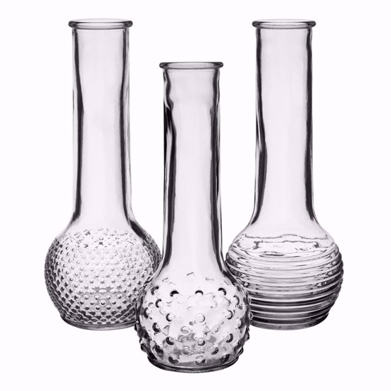 Picture of Syndicate Sales 8.5" Dot & Dash Glass Bud Vase Trio - Clear