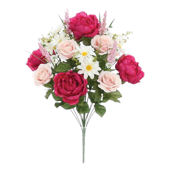 Picture of Pink, Soft Pink & White Rose Peony Daisy Bush (22.75")