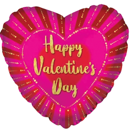 Picture of 17" 2-Sided Foil Balloon: Happy Valentine's Gold Foil Beads