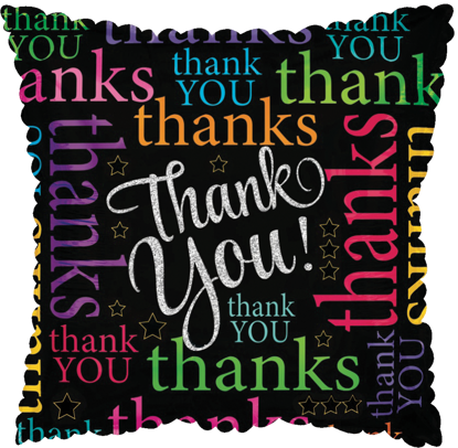 Picture of 17" 2-Sided Foil Balloon: Thank You Black Square