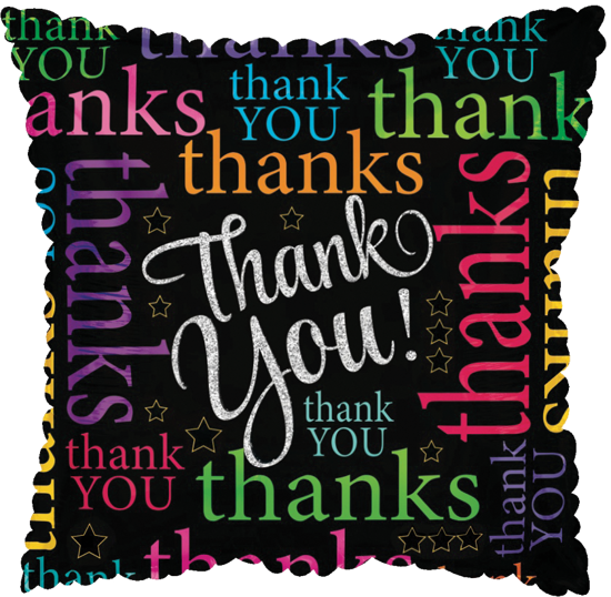 Picture of 17" 2-Sided Foil Balloon: Thank You Black Square