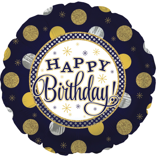 Picture of 17" 2-Sided Foil Balloon: Happy Birthday Navy