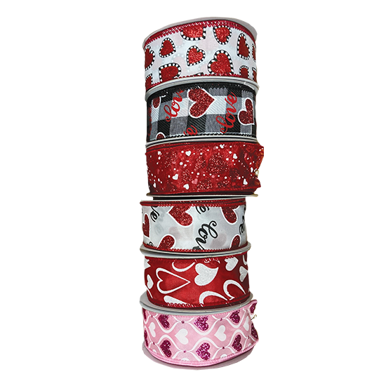 Picture of #9 Valentine Ribbon 6 Assorted  Styles Wired Edge
