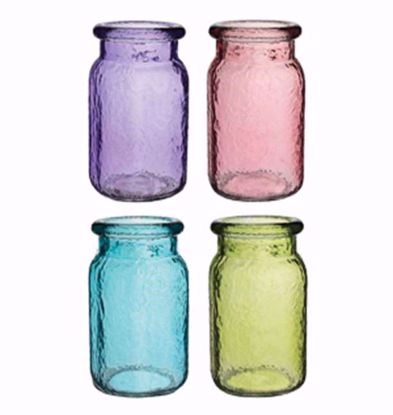 Picture of Syndicate Sales 6.5" Hammer Textured Glass Jars-Vintage Assortment