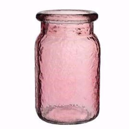 Picture of Syndicate Sales 6.5" Hammer Textured Glass Jars-Pink