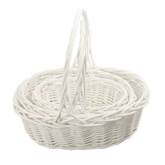 Picture of Oval Willow Basket Set (3 sizes) White