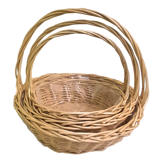 Picture of Jumbo Lined Round Willow Basket Set -Natural (3 Sizes)