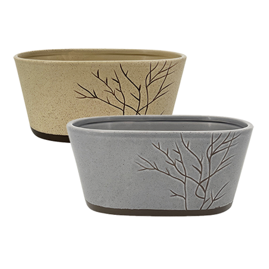 Picture of 2 Asst Branching Pattern Oval Planter 10"