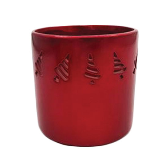Picture of Red Metallic Christmas Tree Pot 5.75"