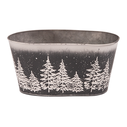 Picture of Snowy Pine Oval  Planter 12.25"